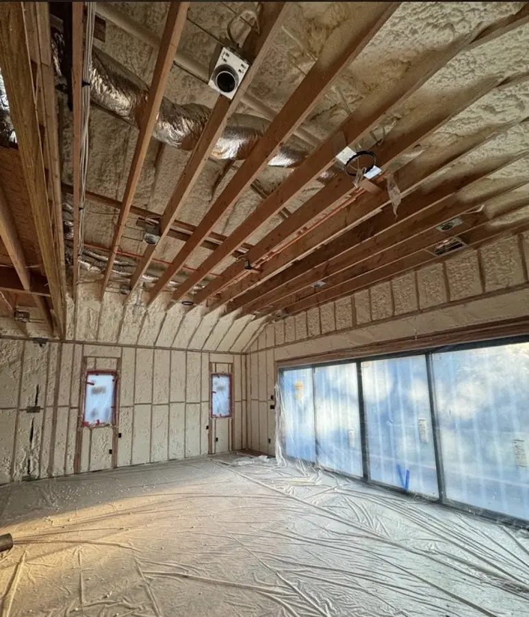 Interior walls and ceiling insulated with spray foam during new construction in Mineral Wells